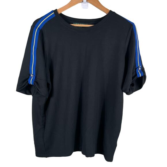 Lauren Ralph Lauren Women's Large Black Short Sleeve Shirt Blouse - Picture 1 of 7